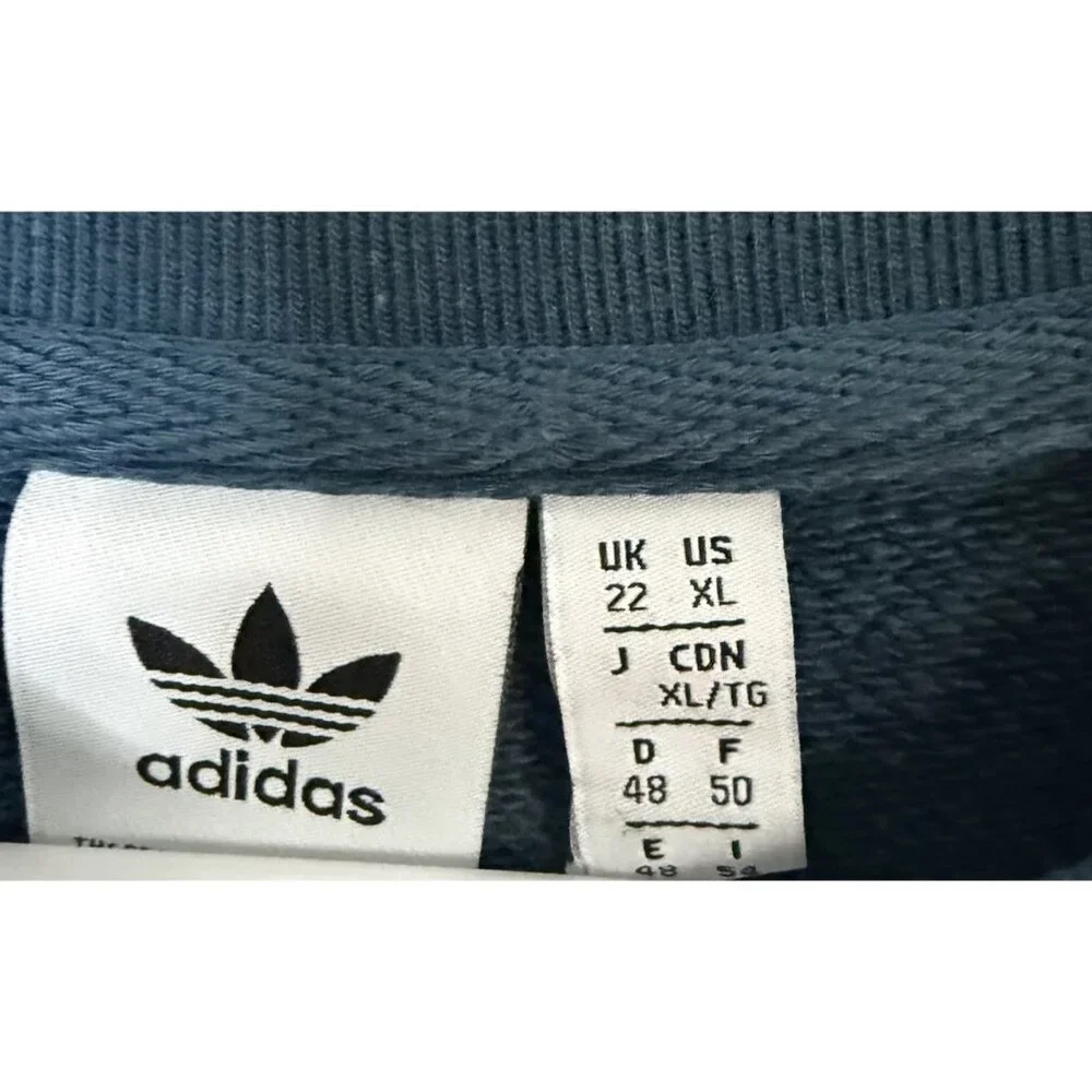 ADIDAS ORIGINALS Sweatshirt Blue Big‎ Trefoil Logo Men's SZ XL  Chore Thick